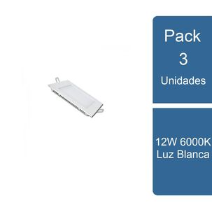Pack 3 Foco Embutido Cuadrado Led 12w 6000k Luz Blanca